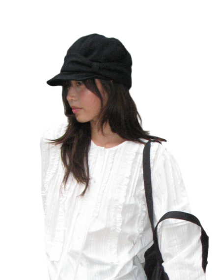 RIBBON NEWSBOY SWEAT CAP BLACK