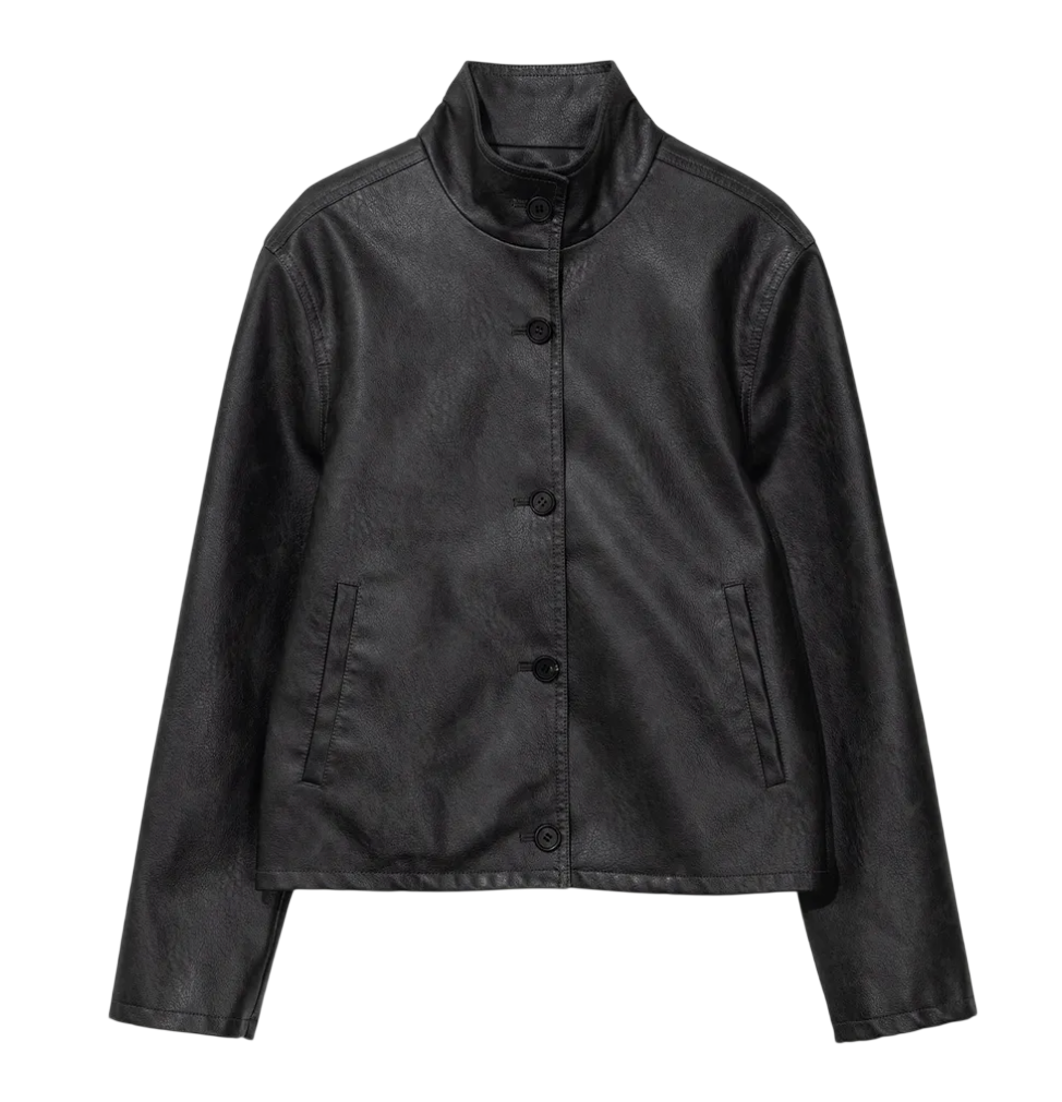 WASHED ARTIFICIAL LEATHER SHORT JACKET