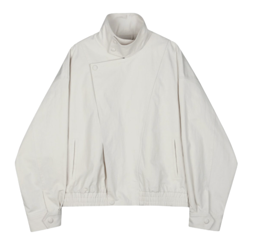 Oversized High-Neck Cotton Blouson