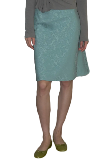 SATIN FLORAL MIDI SKIRT, GREEN
