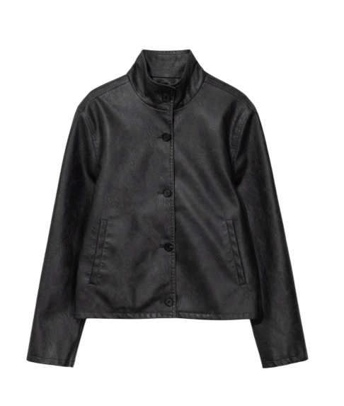 WASHED ARTIFICIAL LEATHER SHORT JACKET
