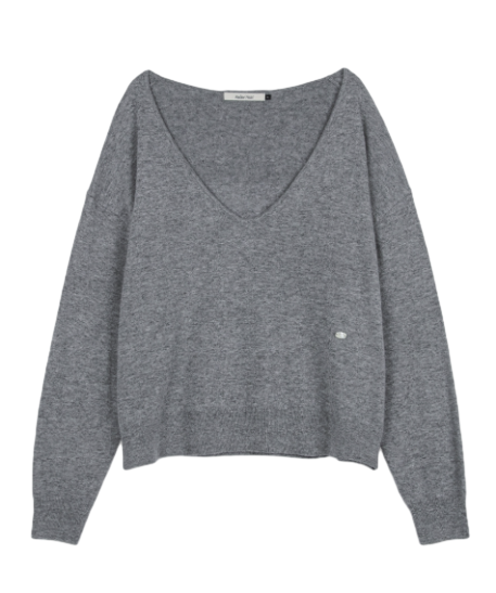 WOOL BLENDED DEEP V-NECK KNIT