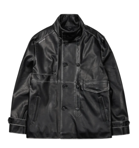 Vintage Middle Leather Double Jacket
