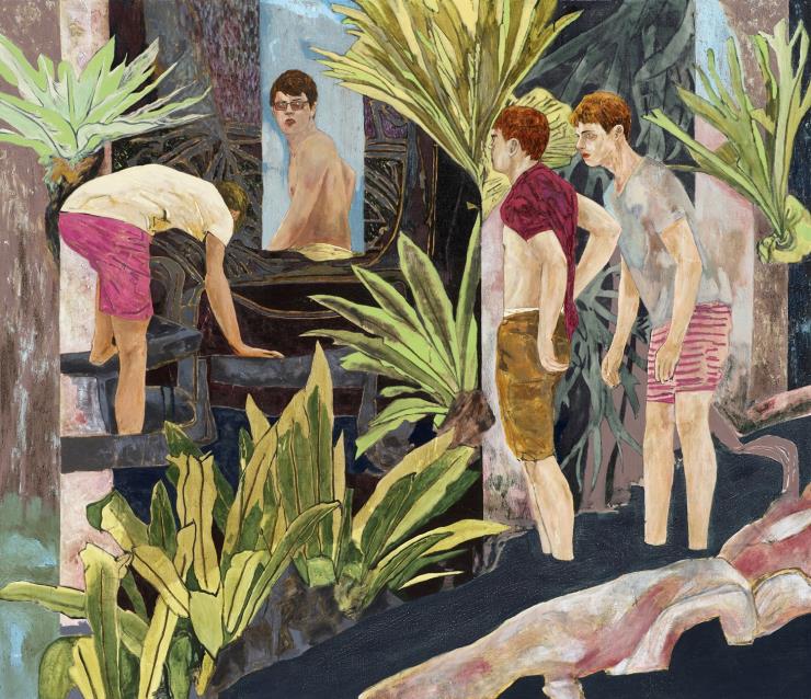 11_Hernan Bas_Four Bathers by a River_Acrylic on Linen_182.9x213.4x3.2cm_2017