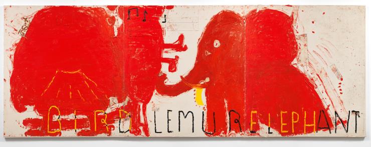 ⓒRed Painting Bird, Lemur & Elephant 2016