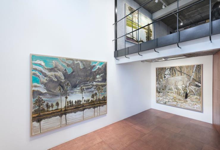 BILLY CHILDISH, 'Wolves' 'Sunsets and The Self' Installation view, Lehmann Maupin, Seoul April 23 – June 27, 2020 Photo by OnArt Studio Courtesy the artist and Lehmann Maupin, New York, Hong Kong, and Seoul.