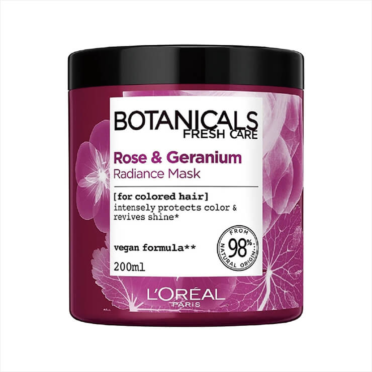 염색 모발을 위한 로즈 앤 제라늄 인핸싱 비건 헤어 마스크, 9.99파운드 (국내 미출시), Botanicals. 