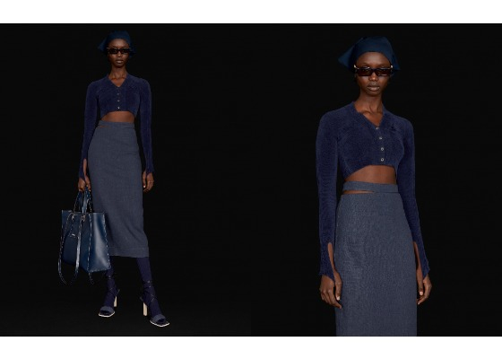 가슴 바로 아래까지 내려오는 슬림한 크롭트 카디건은 32만8천원, Jacquemus.