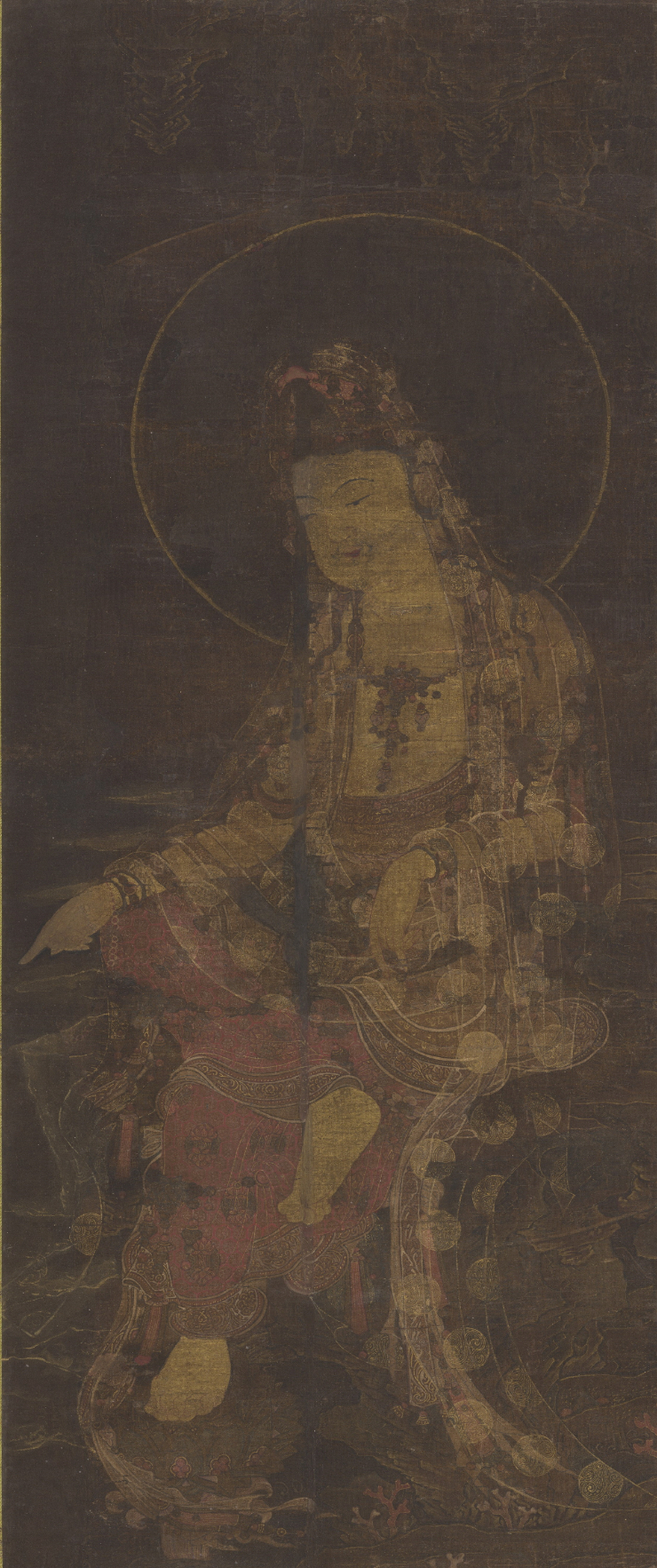 <수월관음도>, 14세기, 비단에 색, 83.4x34.7cm