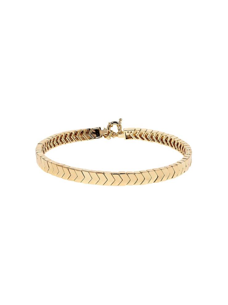기하학적인 패턴의 골드 초커는 19만5천원, Roxanne Assoulin by Farfetch.com.