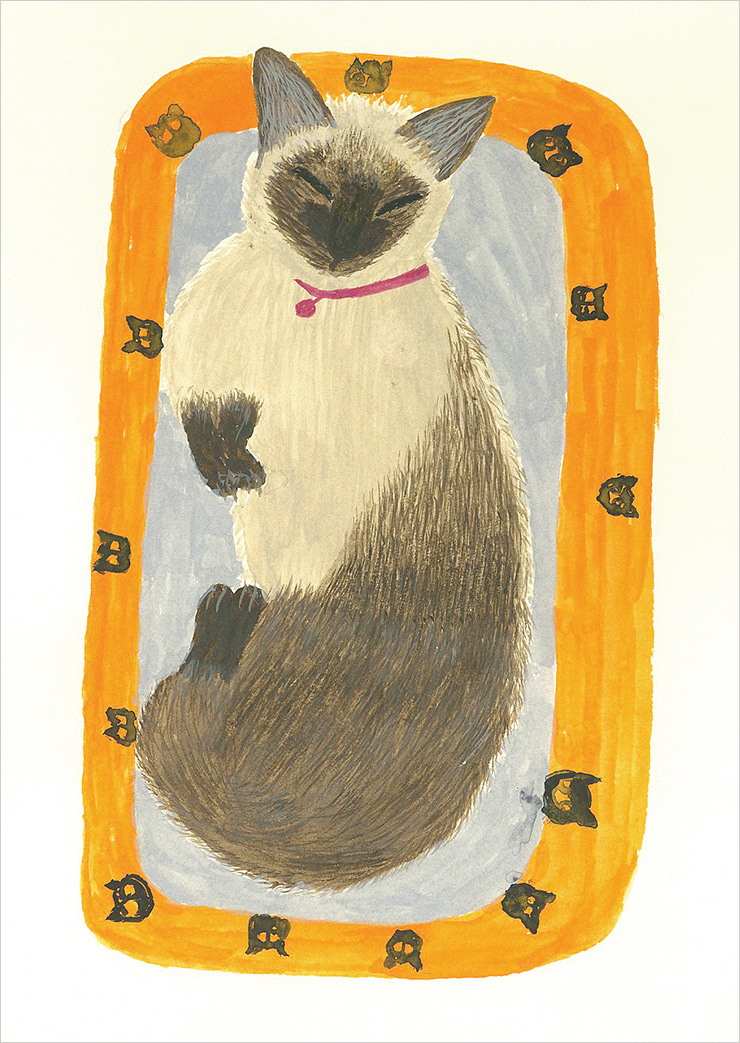 딸의 반려묘 향이가 스크래처에서 자는 모습을 그린 <피곤해요>.