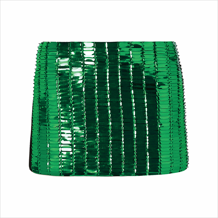 그린 시퀸을 전면에 장식한 저지 스커트는 가격 미정, the Attico.