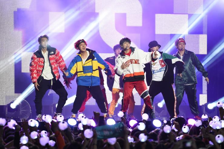 <Jimmy Kimmel Live>에 출연한 방탄소년단. ⓒGetty Images