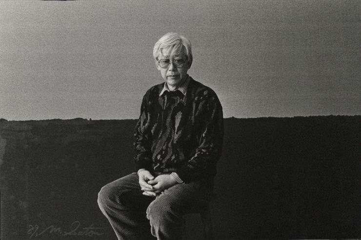 October 1989, YHK in front of this work at his Seogyo-dong studio. Image ©Yun Seong-ryeol. Courtesy of PKM gallery.