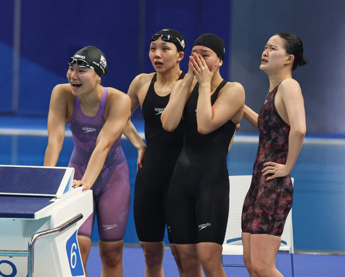 여자 자유형 계영 4x200m 결승전 현장