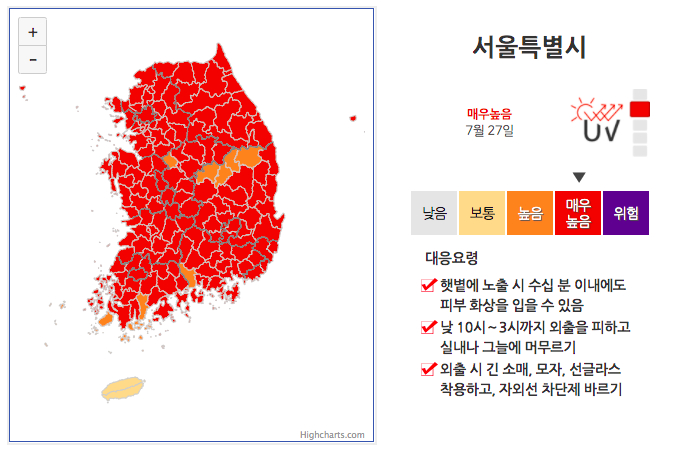 이번 주도 자외선 지수는 전국적으로 ‘매우 나쁨’을 보일 전망.