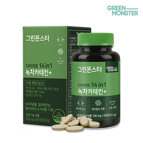 체지방 감소에 도움을 주는 녹차 카테킨 성분이 함유된 그린몬스터 다이어트 14IN1 녹차카테킨+ 