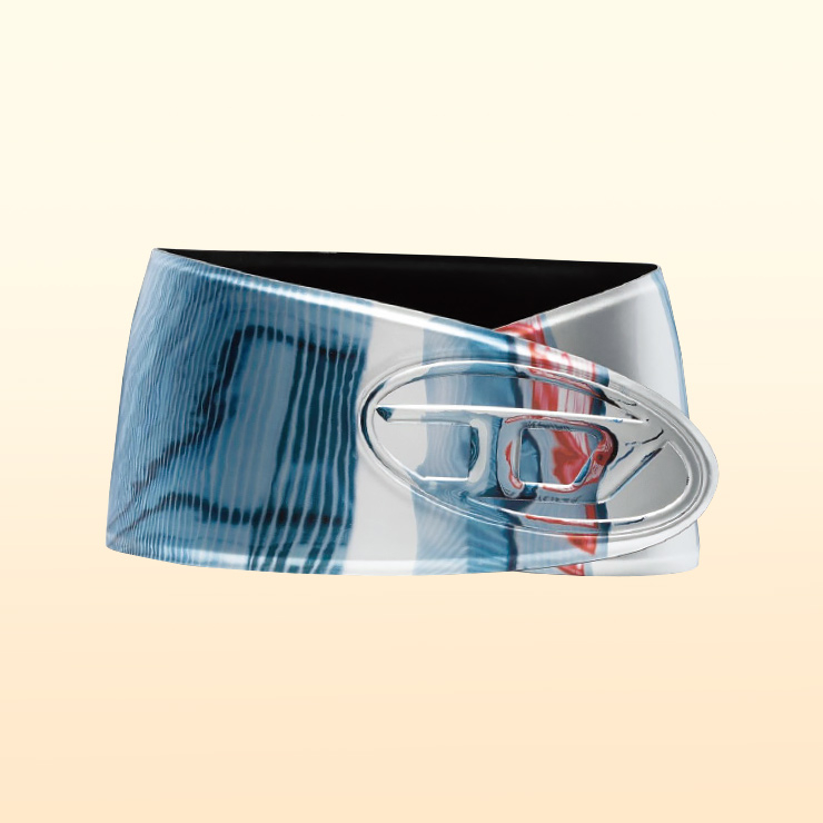 아트적인 프린트의 랩 어라운드 벨트는 1백30만원대, Diesel by Farfetch.