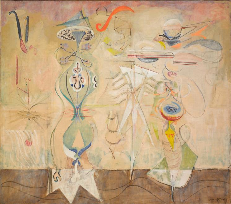 Slow Swirl at the Edge of the Sea, 1944, Oil on canvas, 191.1 x 215.9 cm, Museum of Modern Art, New York, Bequest of Mrs. Mark Rothko through The Mark Rothko Foundation, Inc. ⓒ 1998 Kate Rothko Prizel & Christopher Rothko ? Adagp, Paris, 2023 (제공: 루이 비통 재단 미술관)