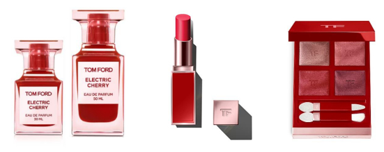 톰 포드 일렉트릭 체리 오 드 퍼퓸 30ml 33만원대, 50ml 51만5천원대, [리미티드] 울트라 샤인 립 컬러 - 일렉트릭 체리 3.3g 7만9천원대, [리미티드] 아이 컬러 쿼드 - 일렉트릭 체리 6g 13만5천원대 