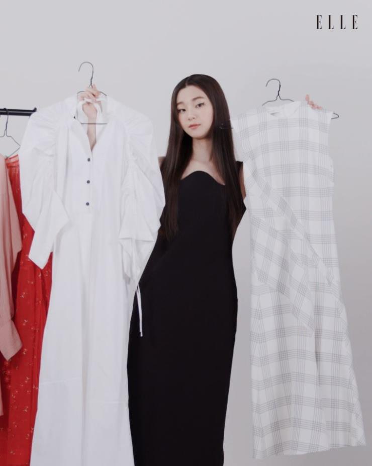 셔츠 드레스 Eudon Choi. 체크 패턴 드레스 Cedric Charlier. 