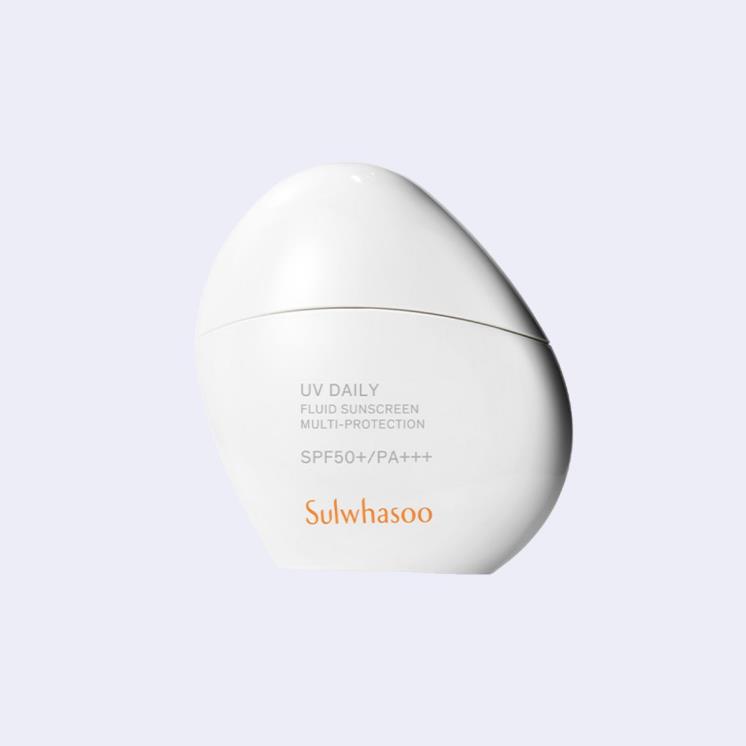 설화수 상백 선 플루이드 SPF50+ PA+++ - 5가지 한방 원료와 미백 성분이 결합된 ‘상백단’이 자외선 차단뿐 아니라 진정, 미백, 주름 개선 효과도 주는 3중 기능성 워터프루프 플루이드. 50mL 6만원. 