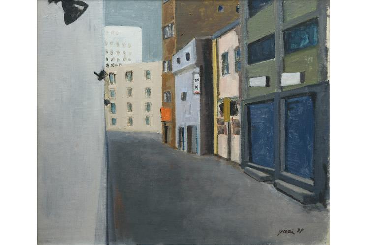 원계홍-골목까치집-1979년-캔버스에-유채-45x53cm