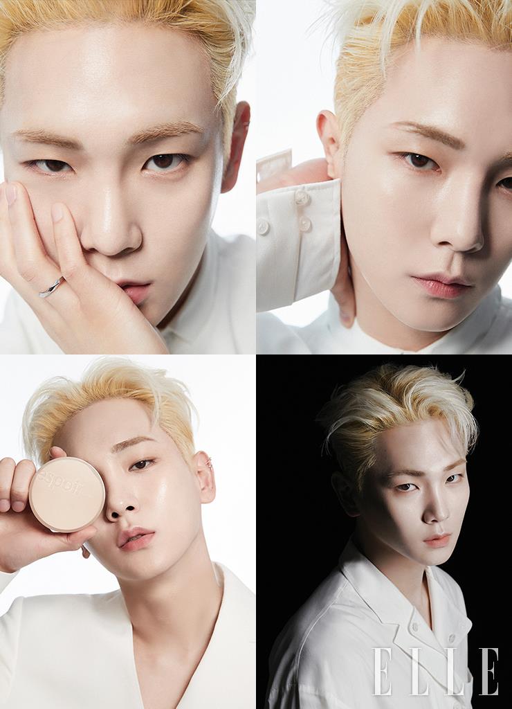 LIGHT AND SHADOW 모든 색을 벗고 프로 테일러 비내추럴 쿠션만을 얼굴에 입은 채 카메라 앞에 선 키. 흑과 백, 그 어떤 배경 속에서도 가장 순수하게 빛나는 키의 말간 얼굴. 사용 제품은 Espoir. 셔츠는 Newwaveboys.