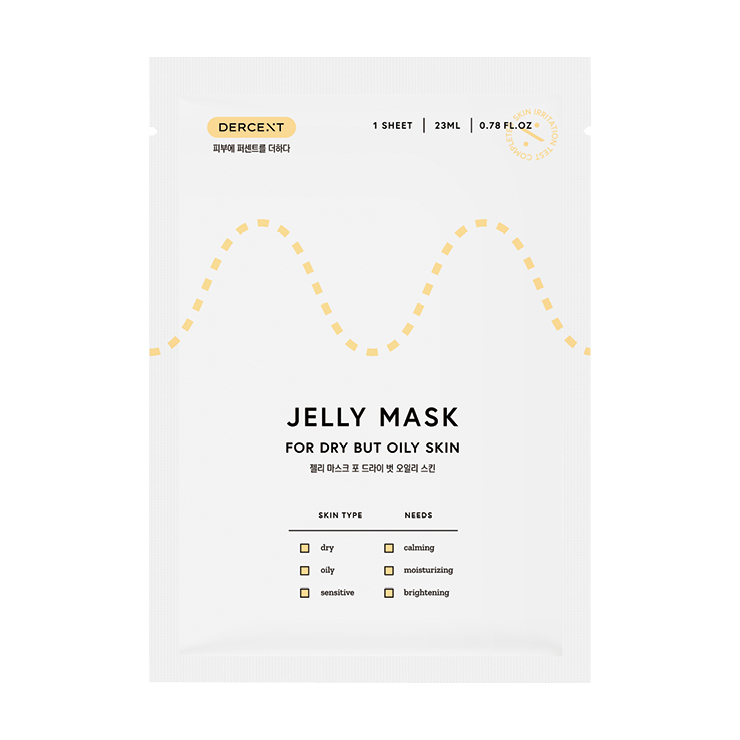 김홍석 대표원장의 노하우를 담아 디테일한 피부 고민에 대응하는 마스크 팩. 젤리 마스크 포 드라이 벗 오일리 스킨, Dercent.