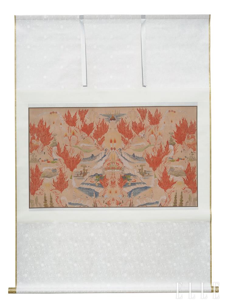 이수경, ‘불꽃 변주 4-1 Flame Variation 4-1(2014)’, Pigment on silk, 195x138cm.