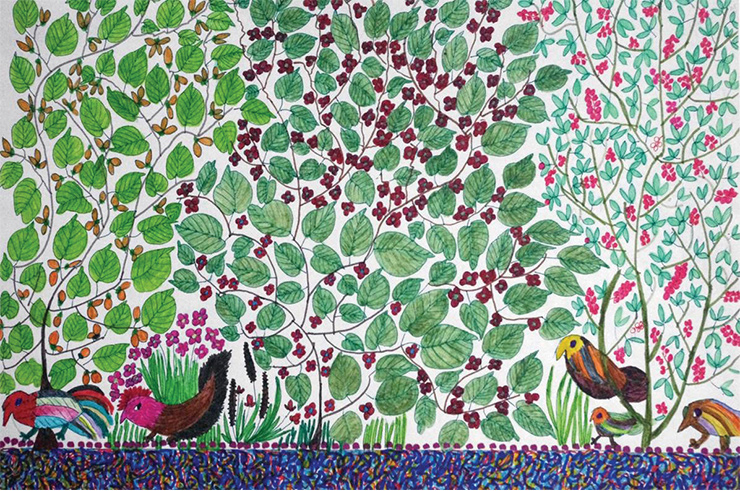 저마다 다른 쪽빛의 생동감이 고스란히 전해지는 <새들의 나들이>, 1991.