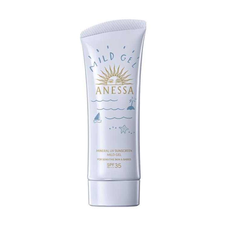아넷사 미네랄 UV 선스크린 마일드 젤 SPF35+ PA+++ - 생후 6개월 아기부터 민감성 피부 성인까지 쓸 수 있는 젤 타입 무기 자외선 차단제. 식물 유래 보습 성분이 수분을 오래 지켜주며 끈적이지 않고 하얗게 떠 보이지 않는 내수성 제품. 90g 3만원. 