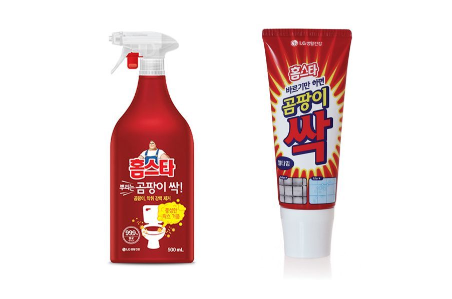 락스와 세제가적절히 조합돼 곰팡이 제거에 최적화된 LG 생건 홈스타 뿌리는 곰팡이 싹 그리고 타일 청소에 제격인 홈스타 바르기만 하면 곰팡이 싹