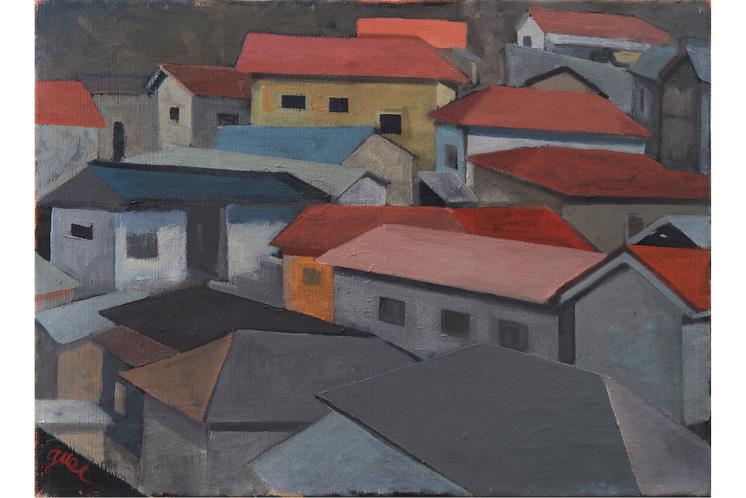 원계홍-회색-지붕-연도-미상-캔버스에-유채-33.3x45.3cm