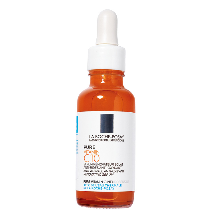 외부 유해환경과 유해산소로부터 피부를 보호해 주고 항산화 기능의 비타민 C를 함유해 맑고 생기 있는 피부 결로 가꿔주는 퓨어 비타민 C10, 5만2천원대, La roche-posay.