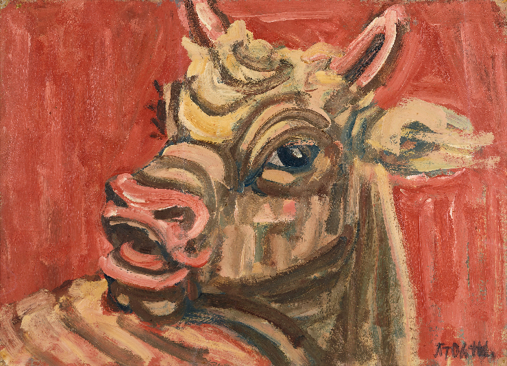 이중섭, <황소>, 1950년대, 종이에 유채, 26.5x36.7cm.