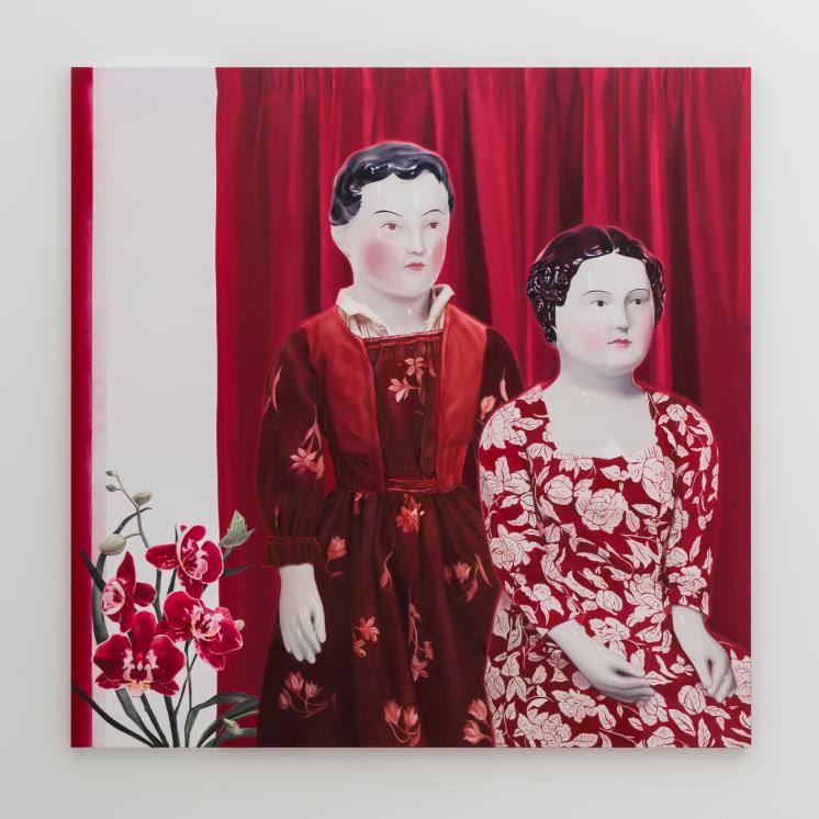 최지원, <Rommin' Red>, 2021, oil and acrylic on canvas, 181.1x181.1cm