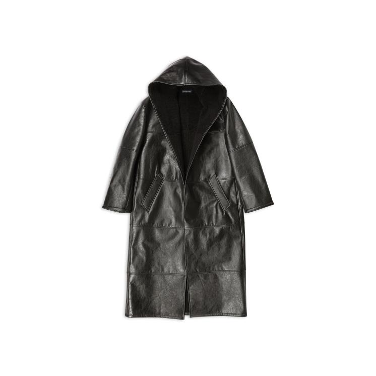 발렌시아가 2022 F/W 맥시 후디드 랩 코트
