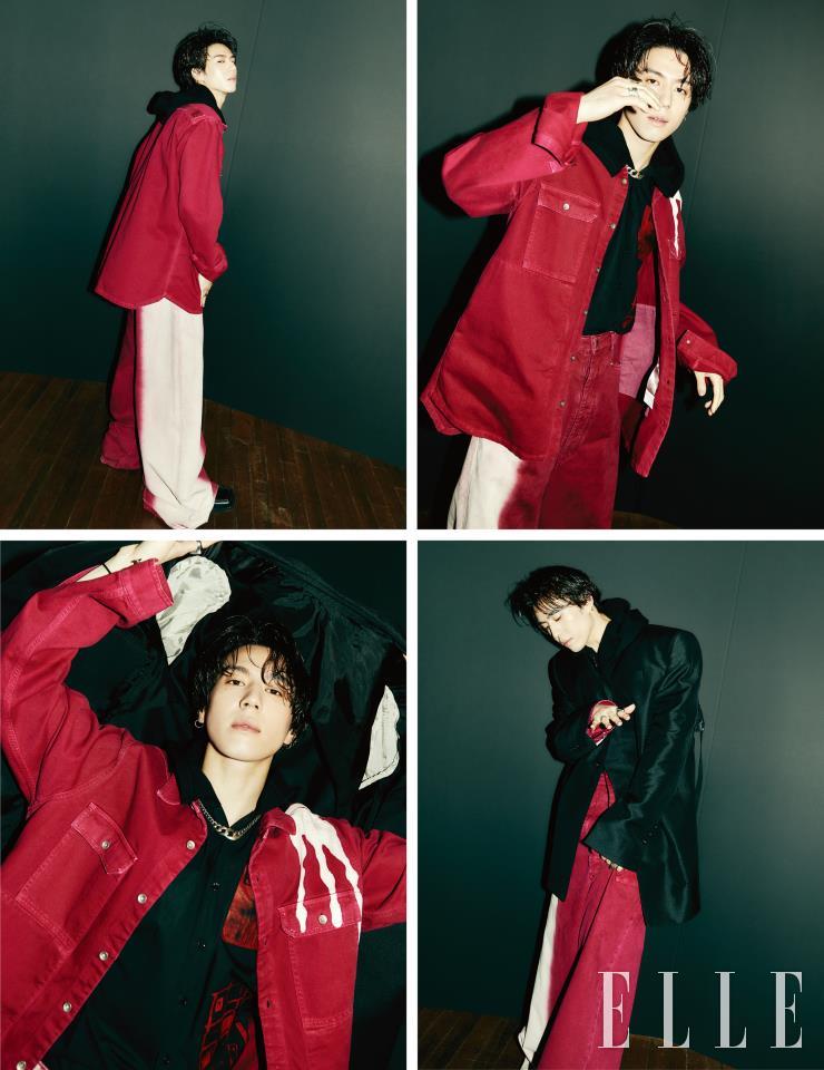 블랙 코트는 Rick Owens. 버건디 컬러의 데님 셔츠와 팬츠는 모두 Rick Owens by Taste Report. 후디드 셔츠는 Raf Simons Archive by Galleria G494 Homme. 네크리스는 Chrome Hearts.