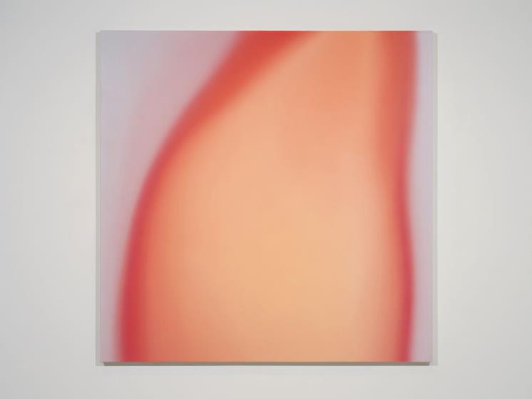 Abstract Gestures From Female Painters (2024) 전시 전경 중, 김지영, 붉은 시간 Glowing Hour, 2023, Oil on canvas, 130.3 x 130.3 cm 사진 제공 : 뉴스프링프로젝트, 사진 : 이의록
