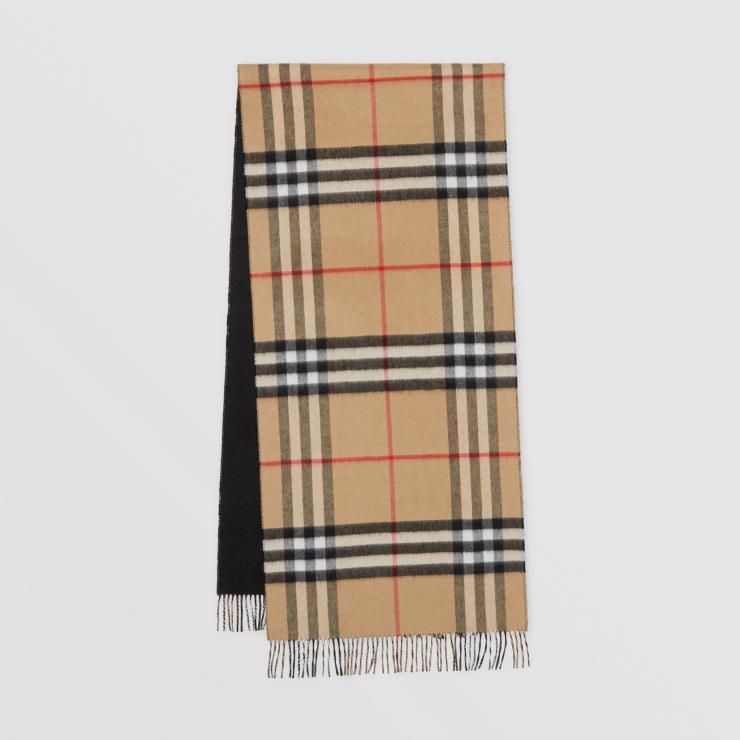 블랙 & 체크 패턴의 리버시블 머플러, BURBERRY