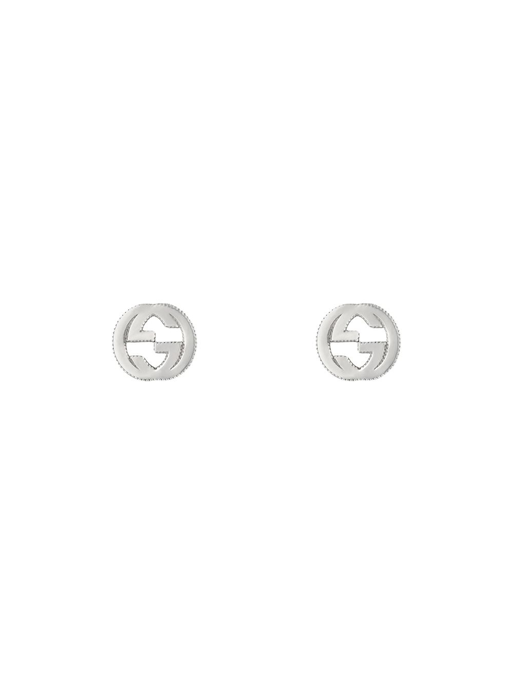 구찌 인터로킹 G 실버 귀걸이 - 스털링 실버 소재 로고 스터드 귀걸이. 38만원.  