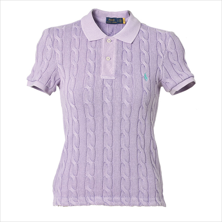 걸리시 감성을 자극하는 라벤더 니트 톱은 가격 미정, Polo Ralph Lauren.