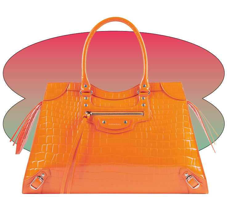 오렌지 컬러의 네오 클래식 백은 가격 미정, Balenciaga.