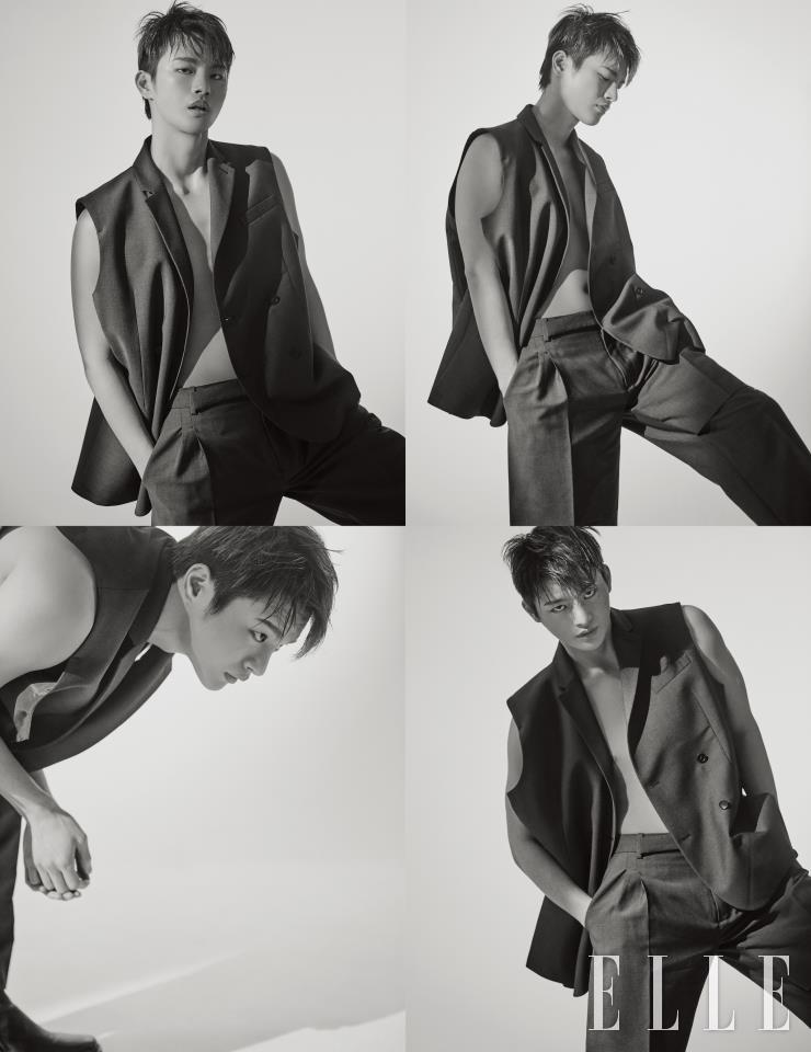 더블 베스트와 팬츠는 모두 T/Sehen by G. Street 494 Homme. 