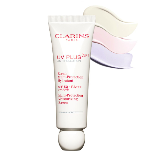 클라랑스 UV 플러스 멀티 프로텍션 선크림 SPF 50 PA+++ - 자외선 A, B에 블루라이트까지 광대역 차단 기능을 갖췄고 카랑코에 추출물로 촉촉한 톤업 크림 타입. 투명, 로즈, 라벤더 3색상. 50mL 8만2천원.